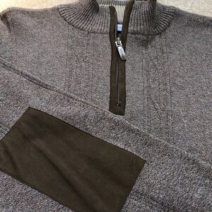 Alex Cannon Men's  100% cotton Zip-Up Sweater with elbow Patches